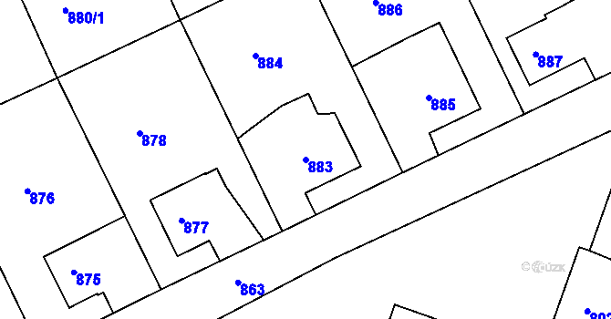 Parcela st. 883 v KÚ Příbor, Katastrální mapa
