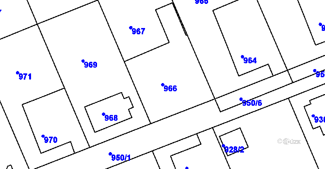 Parcela st. 966 v KÚ Příbor, Katastrální mapa