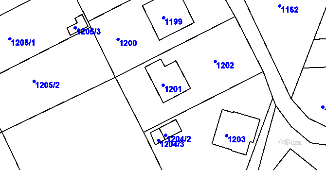 Parcela st. 1201 v KÚ Příbor, Katastrální mapa