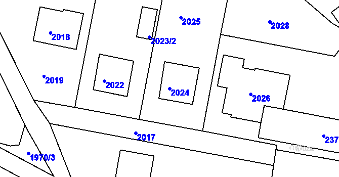 Parcela st. 2024 v KÚ Příbor, Katastrální mapa