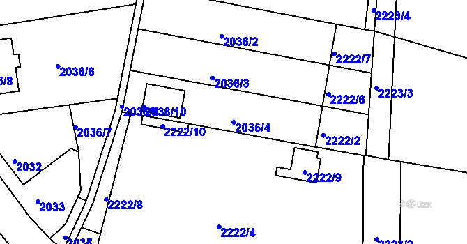 Parcela st. 2036/4 v KÚ Příbor, Katastrální mapa