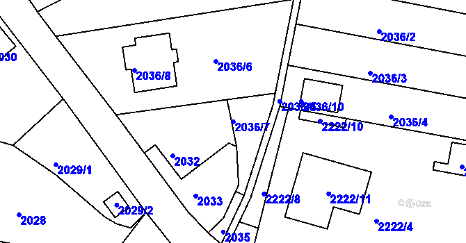 Parcela st. 2036/7 v KÚ Příbor, Katastrální mapa