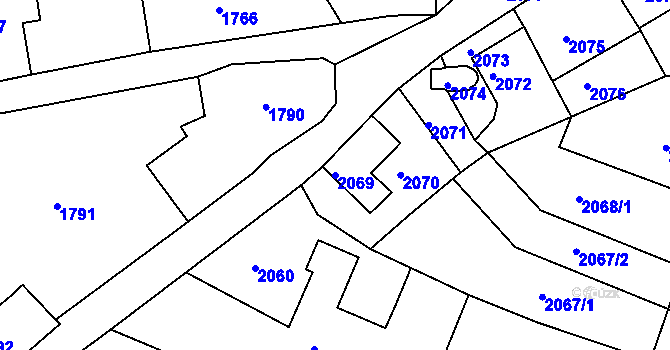 Parcela st. 2069 v KÚ Příbor, Katastrální mapa