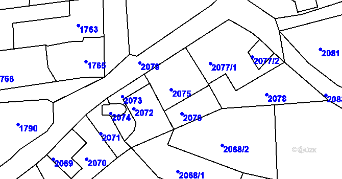 Parcela st. 2075 v KÚ Příbor, Katastrální mapa