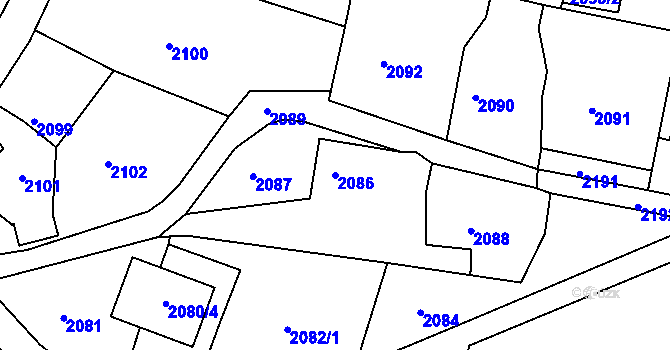 Parcela st. 2086 v KÚ Příbor, Katastrální mapa