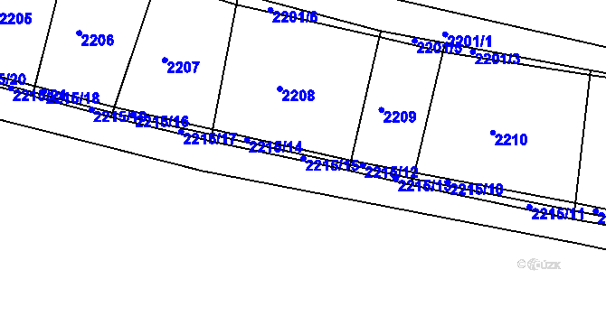 Parcela st. 2215/15 v KÚ Příbor, Katastrální mapa
