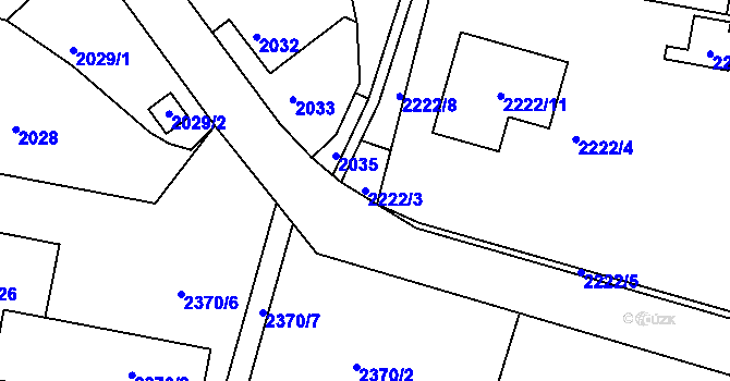 Parcela st. 2222/3 v KÚ Příbor, Katastrální mapa