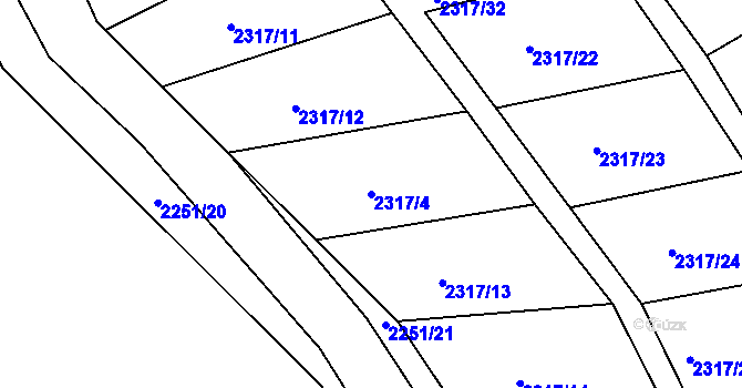 Parcela st. 2317/4 v KÚ Příbor, Katastrální mapa