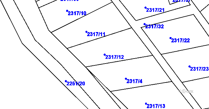 Parcela st. 2317/12 v KÚ Příbor, Katastrální mapa