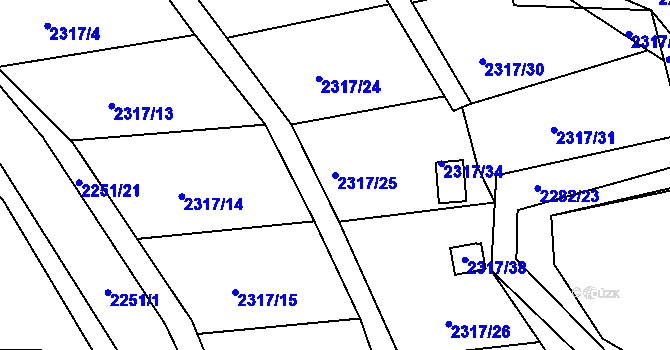 Parcela st. 2317/25 v KÚ Příbor, Katastrální mapa