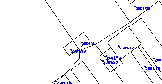 Parcela st. 2601/4 v KÚ Příbor, Katastrální mapa
