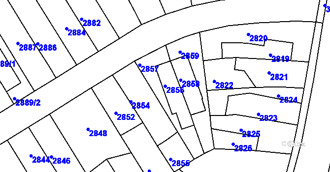 Parcela st. 2856 v KÚ Příbor, Katastrální mapa