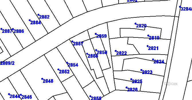 Parcela st. 2858 v KÚ Příbor, Katastrální mapa