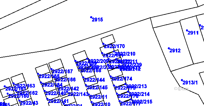 Parcela st. 2922/171 v KÚ Příbor, Katastrální mapa