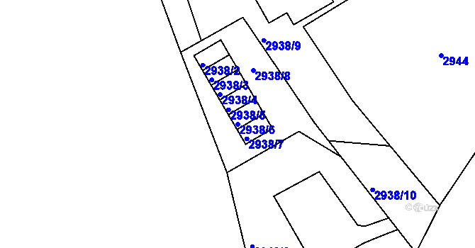 Parcela st. 2938/6 v KÚ Příbor, Katastrální mapa
