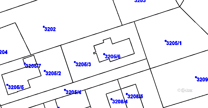 Parcela st. 3205/6 v KÚ Příbor, Katastrální mapa