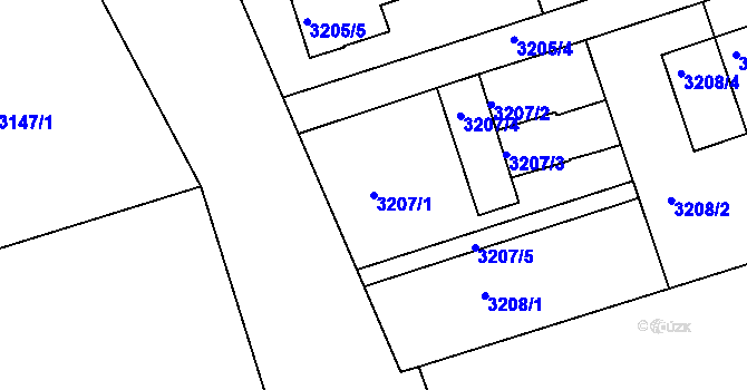 Parcela st. 3207/1 v KÚ Příbor, Katastrální mapa