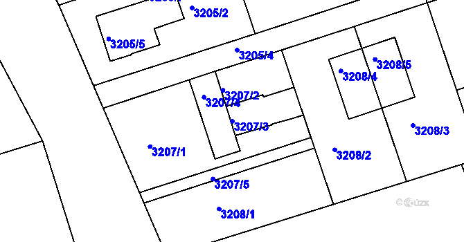 Parcela st. 3207/3 v KÚ Příbor, Katastrální mapa