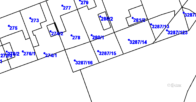 Parcela st. 3287/15 v KÚ Příbor, Katastrální mapa
