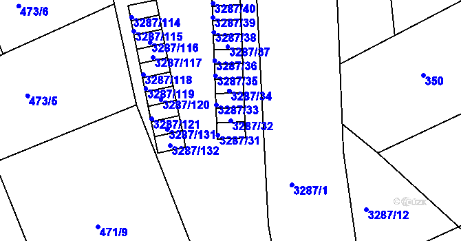 Parcela st. 3287/32 v KÚ Příbor, Katastrální mapa