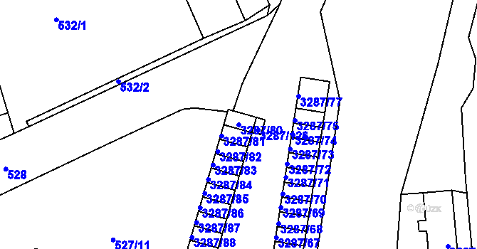 Parcela st. 3287/80 v KÚ Příbor, Katastrální mapa