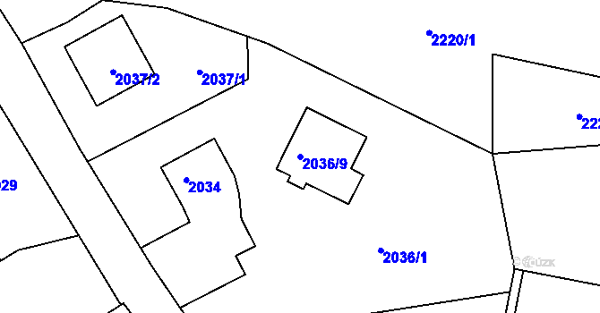 Parcela st. 2036/9 v KÚ Příbor, Katastrální mapa
