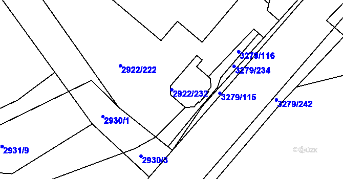 Parcela st. 2922/232 v KÚ Příbor, Katastrální mapa