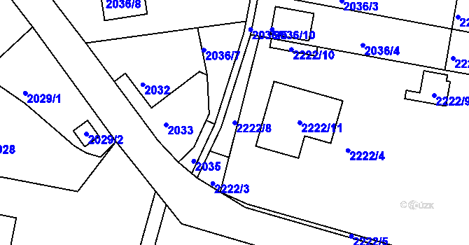 Parcela st. 2222/8 v KÚ Příbor, Katastrální mapa