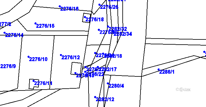 Parcela st. 2282/18 v KÚ Příbor, Katastrální mapa