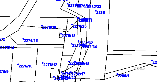 Parcela st. 2282/32 v KÚ Příbor, Katastrální mapa