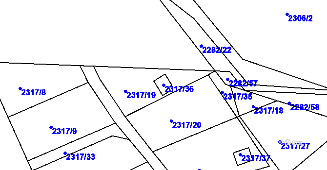 Parcela st. 2317/36 v KÚ Příbor, Katastrální mapa