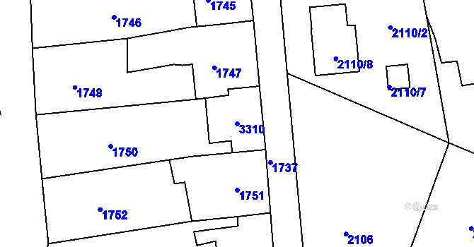 Parcela st. 3310 v KÚ Příbor, Katastrální mapa