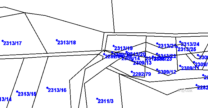 Parcela st. 2282/81 v KÚ Příbor, Katastrální mapa
