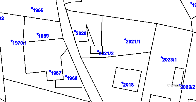 Parcela st. 2021/2 v KÚ Příbor, Katastrální mapa