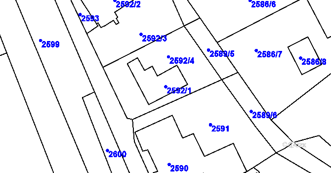 Parcela st. 2592/1 v KÚ Příbor, Katastrální mapa