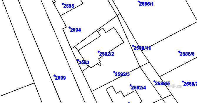 Parcela st. 2592/2 v KÚ Příbor, Katastrální mapa