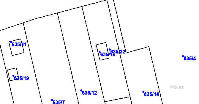 Parcela st. 635/16 v KÚ Klokočov u Příbora, Katastrální mapa