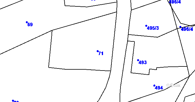 Parcela st. 71 v KÚ Klokočov u Příbora, Katastrální mapa
