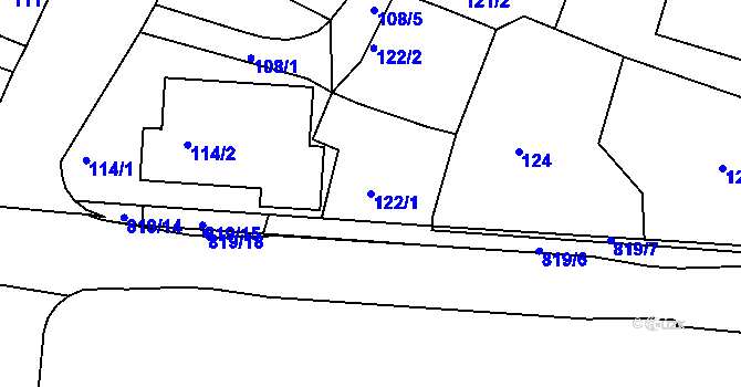 Parcela st. 122/1 v KÚ Klokočov u Příbora, Katastrální mapa