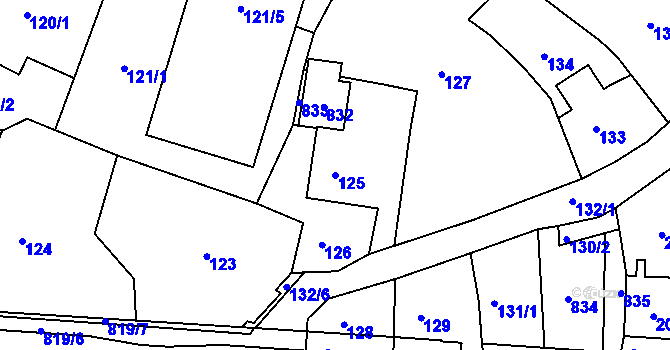 Parcela st. 125 v KÚ Klokočov u Příbora, Katastrální mapa