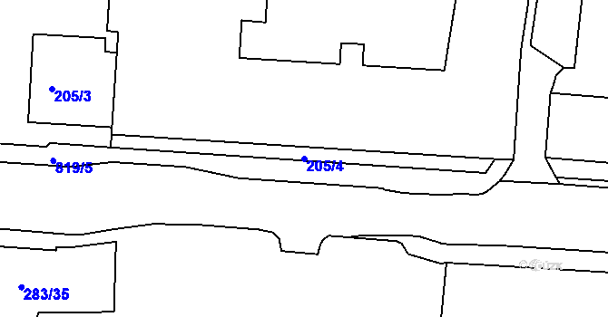 Parcela st. 205/4 v KÚ Klokočov u Příbora, Katastrální mapa
