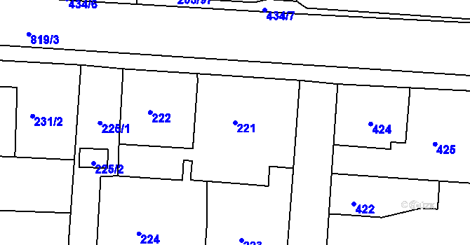 Parcela st. 221 v KÚ Klokočov u Příbora, Katastrální mapa