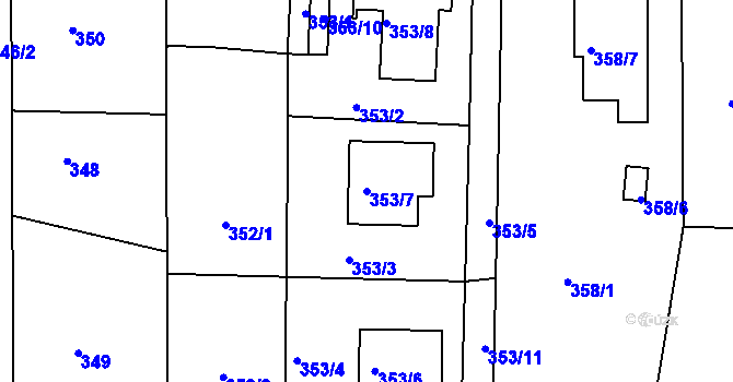 Parcela st. 353/7 v KÚ Klokočov u Příbora, Katastrální mapa