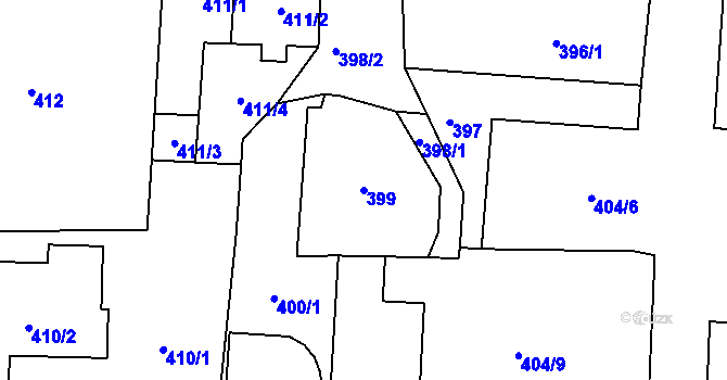 Parcela st. 399 v KÚ Klokočov u Příbora, Katastrální mapa