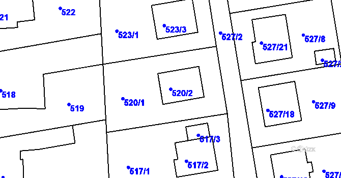 Parcela st. 520/2 v KÚ Klokočov u Příbora, Katastrální mapa