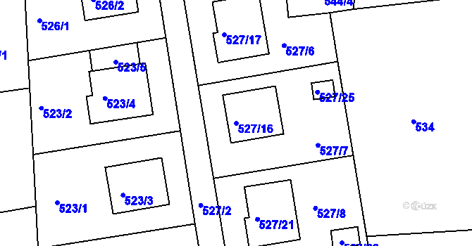 Parcela st. 527/16 v KÚ Klokočov u Příbora, Katastrální mapa