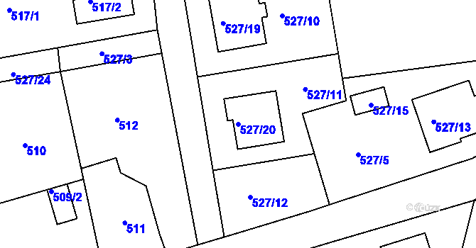 Parcela st. 527/20 v KÚ Klokočov u Příbora, Katastrální mapa