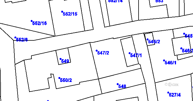 Parcela st. 547/2 v KÚ Klokočov u Příbora, Katastrální mapa