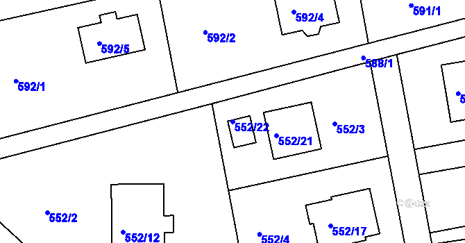 Parcela st. 552/22 v KÚ Klokočov u Příbora, Katastrální mapa