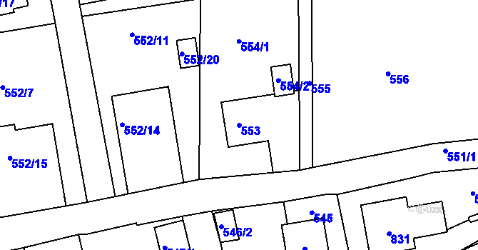 Parcela st. 553 v KÚ Klokočov u Příbora, Katastrální mapa